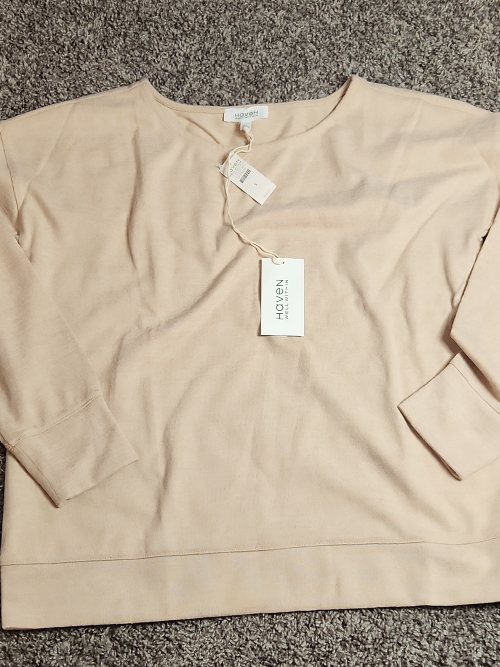 Haven Soft Long-Sleeve Crewneck Loungewear in Cream